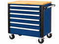 Gereedschapswagen 77 x 46 x 97 cm staal en hout blauw met 7 laden