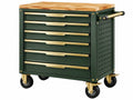 Gereedschapswagen 80 x 45 x 95 cm - staal en hout groen - 6 laden met wielen