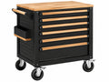 Gereedschapswagen 100 x 48 x 95 cm - staal en hout zwart/naturel met 6 laden