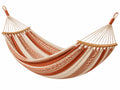 Hangmat 200 x 100 cm katoen beige terracotta - gestreept met houten spreidstokken