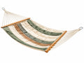 Hangmat 200 x 140 cm textiel groen crème bruin - gewatteerd met houten spreidstokken