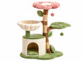 Krabpaal 50 x 50 x 105 cm met sisal en pluche groen roze - kattenmeubel met slaapplekken en speelballen