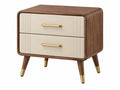 Nachtkastje 60 x 45 x 60 cm houtlook crème met 2 laden moderne stijl