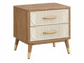 Nachtkastje 50 x 40 x 55 cm hout crème retro met 2 laden