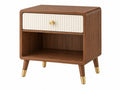 Nachtkastje 50 x 40 x 60 cm houtlook bruin crème met lade en open vak