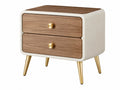 Nachtkastje 50 x 40 x 55 cm hout wit bruin goud - 2 laden moderne stijl