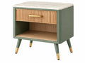 Nachtkastje 50 x 40 x 60 cm groen hout met lade en open vak
