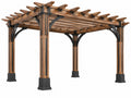 Pergola 400 x 300 x 250 cm hout en metaal bruin zwart open dak voor tuin