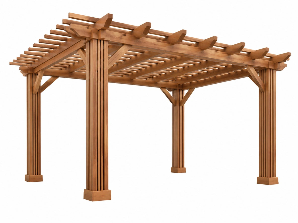 Houten pergola 400 x 300 x 250 cm bruin - open latten dak voor tuin