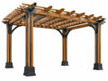 Houten pergola 400 x 300 x 250 cm bruin zwart - open latten dak klassieke tuinconstructie