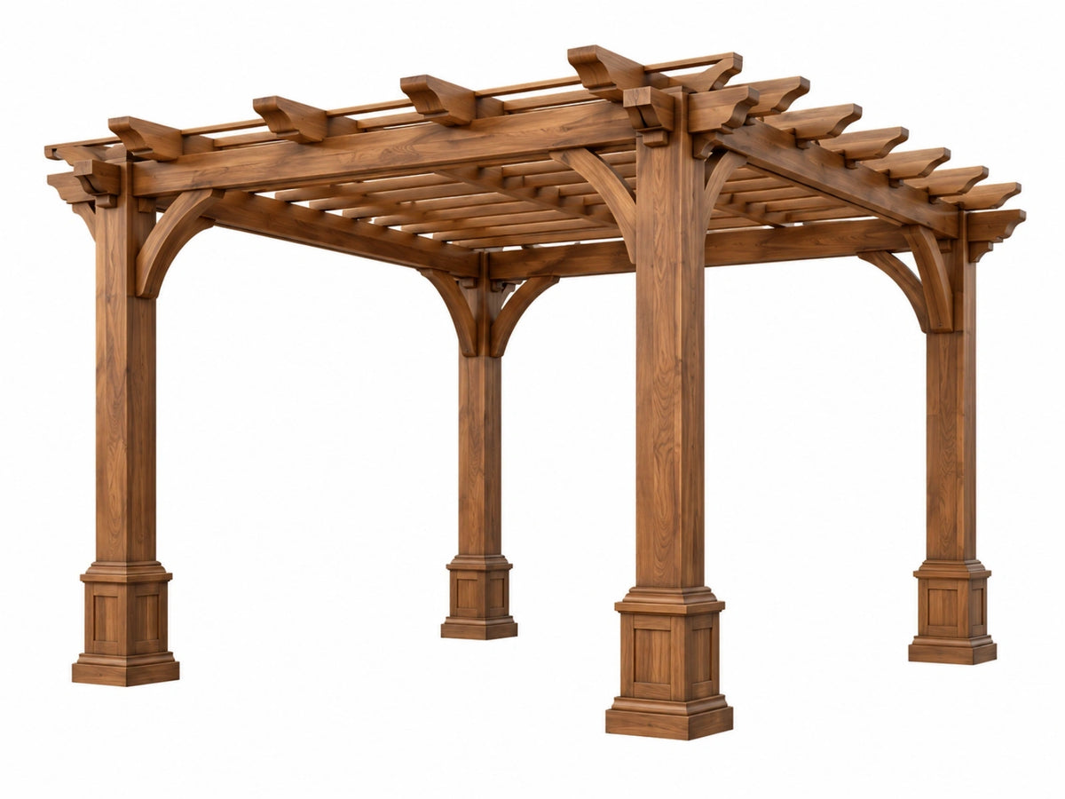Houten pergola 400 x 300 x 250 cm bruin - open latten dak voor tuin en terras