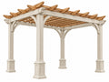 Houten pergola 360 x 360 x 250 cm naturel en crème - open tuinoverkapping met latten dak