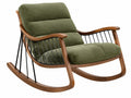 Schommelstoel 100 x 75 x 100 cm olijfgroene stoffen zitting met houten frame