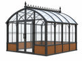 Tuinkas 300 x 250 x 280 cm zwart staal en glas met houten panelen