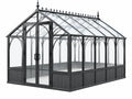 Kas 600 x 300 x 300 cm zwart metaal en glas - klassieke tuinserre